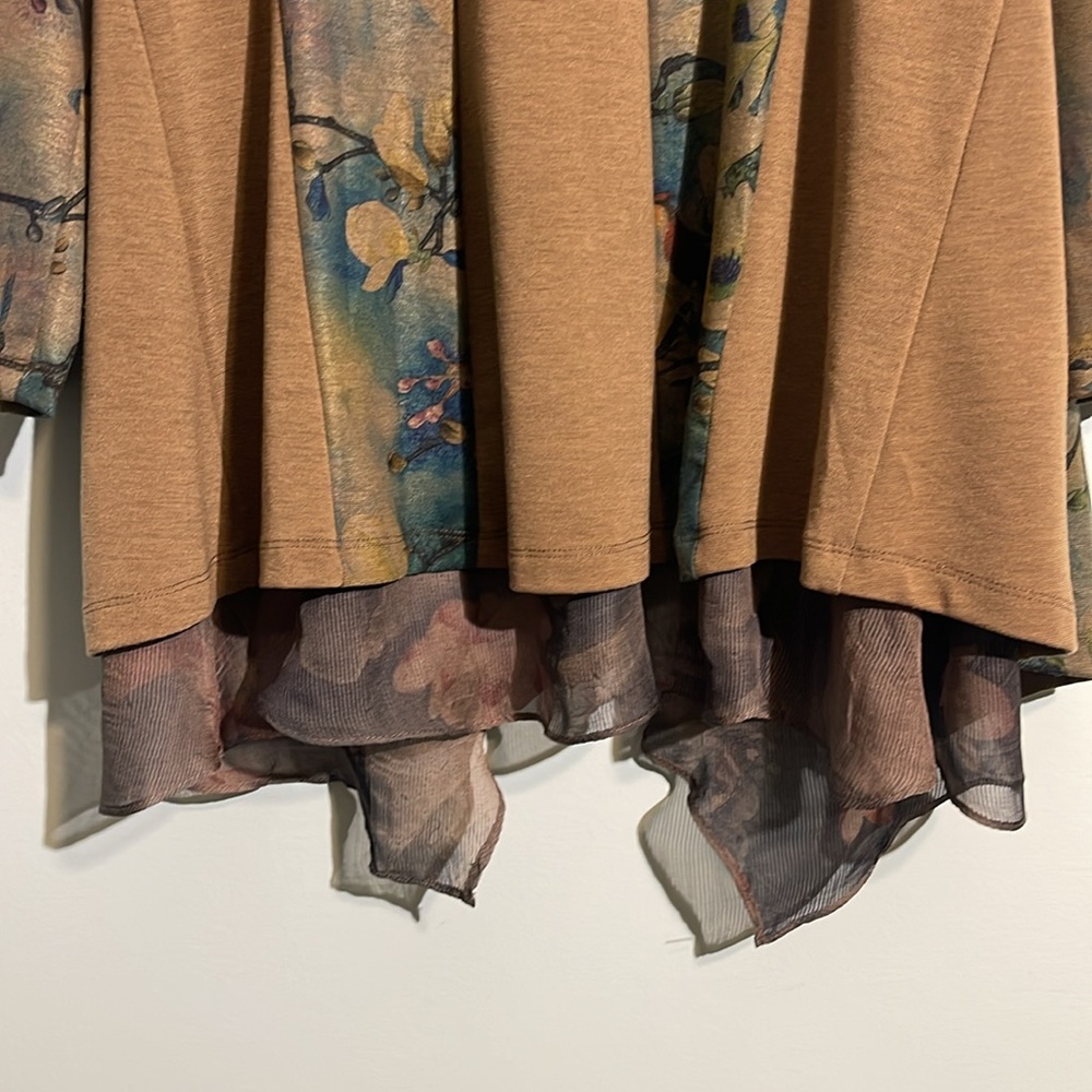 Soft Surroundings Tea Gardens Floral Print Chiffon Layered Cardigan Small Petite - Picture 8 of 11